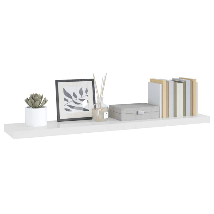 Raft de perete suspendat, alb extralucios, 120x23,5x3,8 cm, MDF - WALTI WALTI