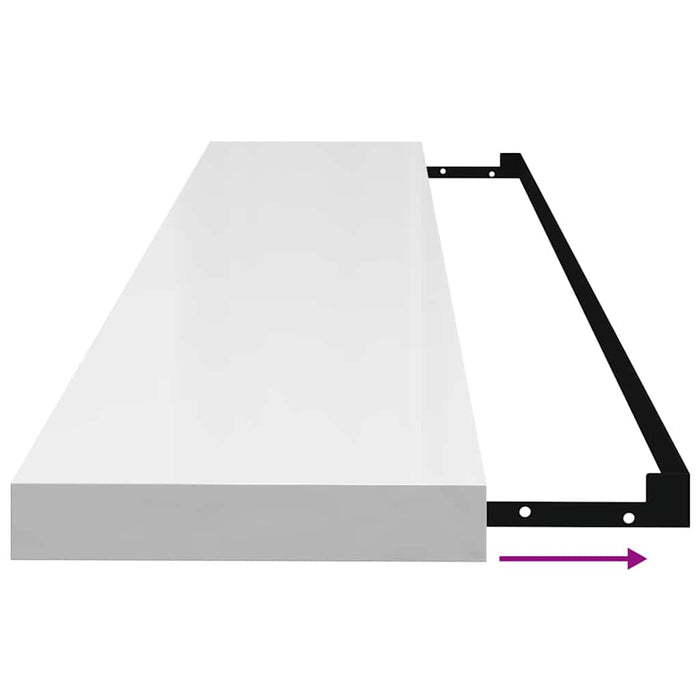 Raft de perete suspendat, alb extralucios, 120x23,5x3,8 cm, MDF - WALTI WALTI