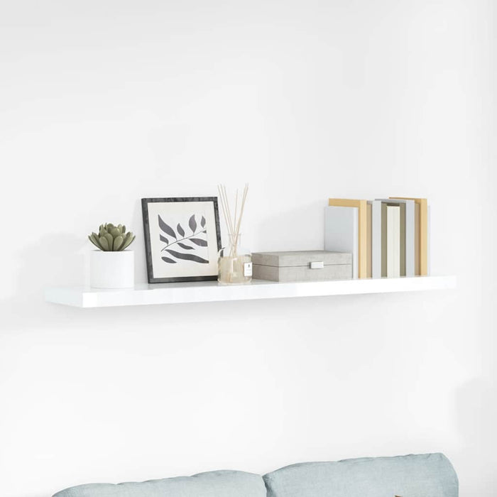 Raft de perete suspendat, alb extralucios, 120x23,5x3,8 cm, MDF - WALTI WALTI