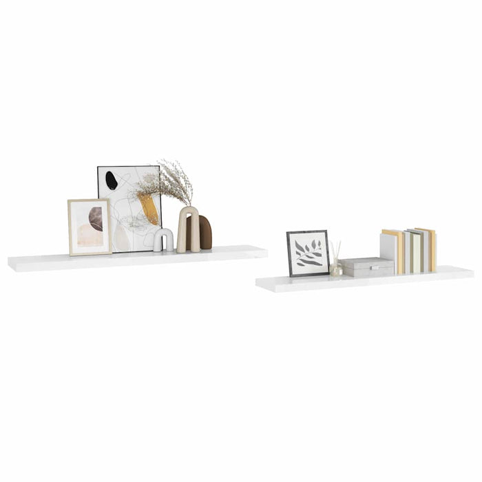 Rafturi de perete, 2 buc., alb extralucios, 120x23,5x3,8 cm MDF - WALTI WALTI