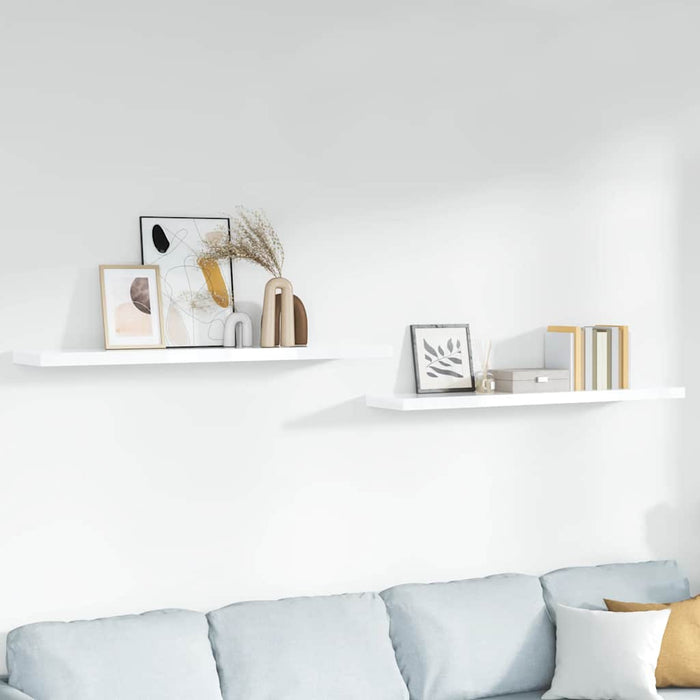 Rafturi de perete, 2 buc., alb extralucios, 120x23,5x3,8 cm MDF - WALTI WALTI