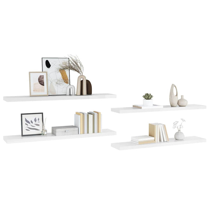 Rafturi de perete, 4 buc., alb extralucios, 120x23,5x3,8 cm MDF - WALTI WALTI