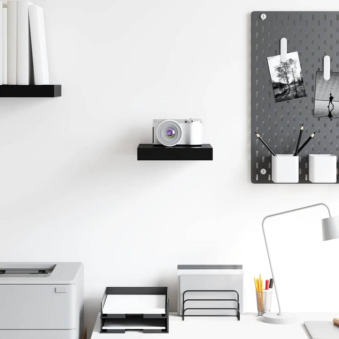 Raft de perete suspendat negru extralucios, 23x23,5x3,8 cm, MDF - WALTI WALTI
