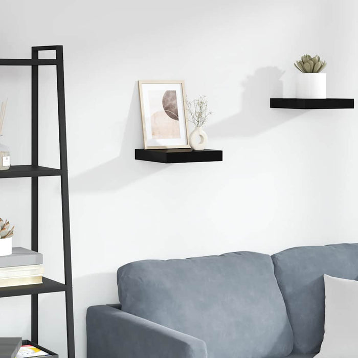 Raft de perete suspendat negru extralucios, 23x23,5x3,8 cm, MDF - WALTI WALTI