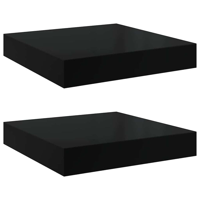 Rafturi de perete 2 buc. negru extralucios 23x23,5x3,8 cm, MDF - WALTI WALTI