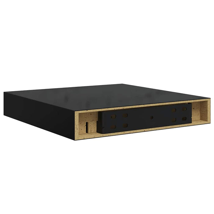 Rafturi de perete 2 buc. negru extralucios 23x23,5x3,8 cm, MDF - WALTI WALTI