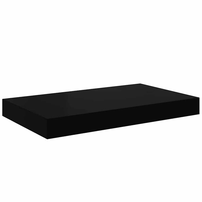 Raft de perete suspendat, negru extralucios, 40x23,5x3,8 cm, MDF WALTI