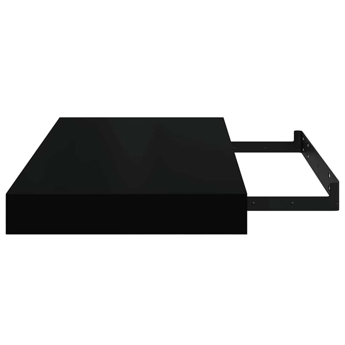 Raft de perete suspendat, negru extralucios, 40x23,5x3,8 cm, MDF WALTI