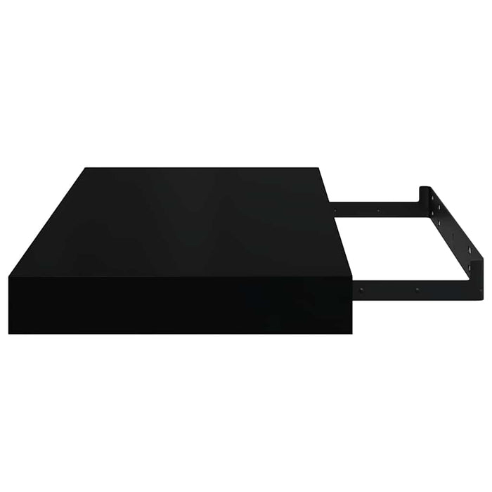 Rafturi de perete, 2 buc., negru extralucios, 40x23,5x3,8 cm, MDF WALTI