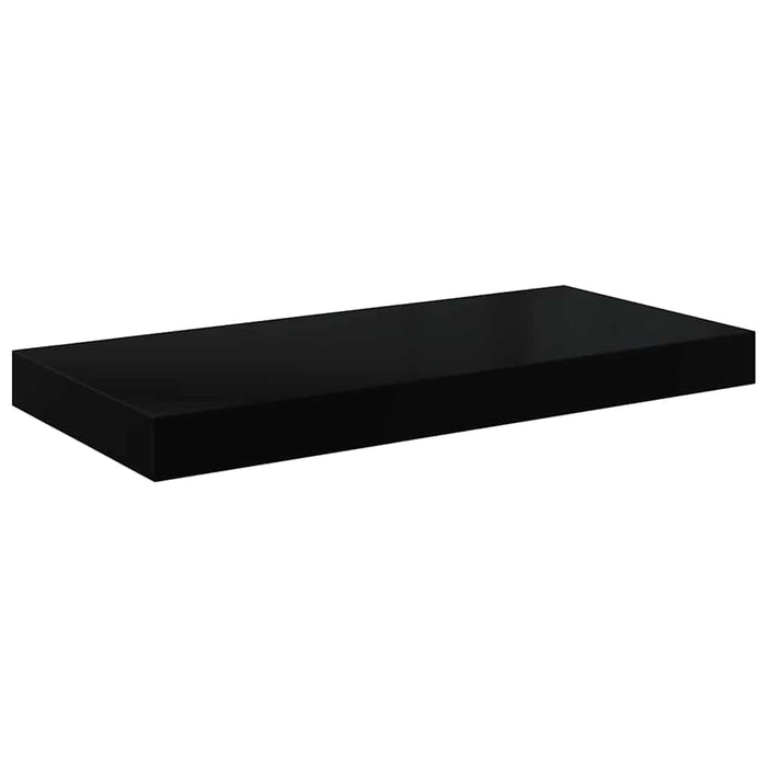 Raft de perete suspendat, negru extralucios, 50x23,5x3,8 cm, MDF WALTI