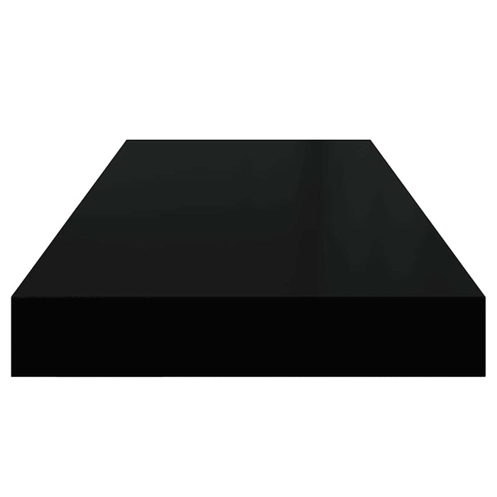 Raft de perete suspendat negru extralucios, 60x23,5x3,8 cm, MDF WALTI
