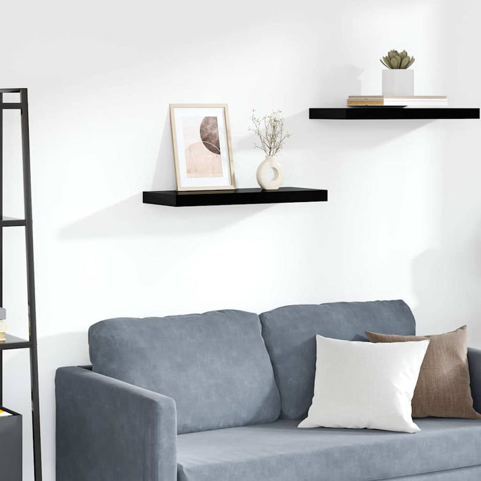 Raft de perete suspendat negru extralucios, 60x23,5x3,8 cm, MDF WALTI
