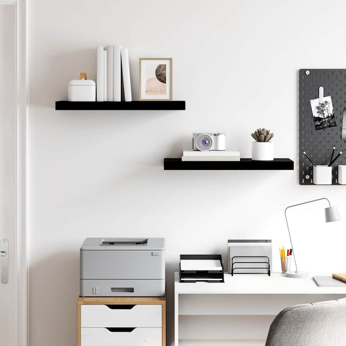 Rafturi de perete 2 buc. negru extralucios, 60x23,5x3,8 cm, MDF - WALTI WALTI
