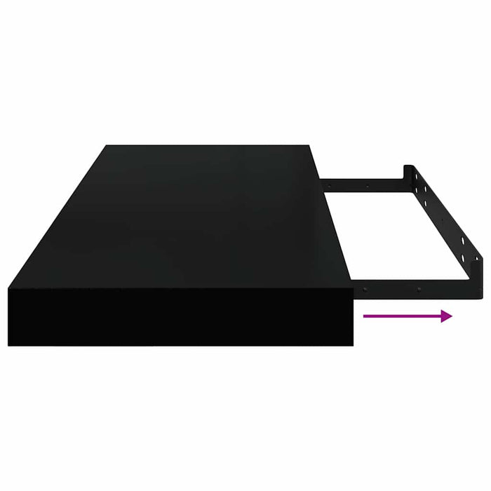 Rafturi de perete 2 buc. negru extralucios, 60x23,5x3,8 cm, MDF - WALTI WALTI