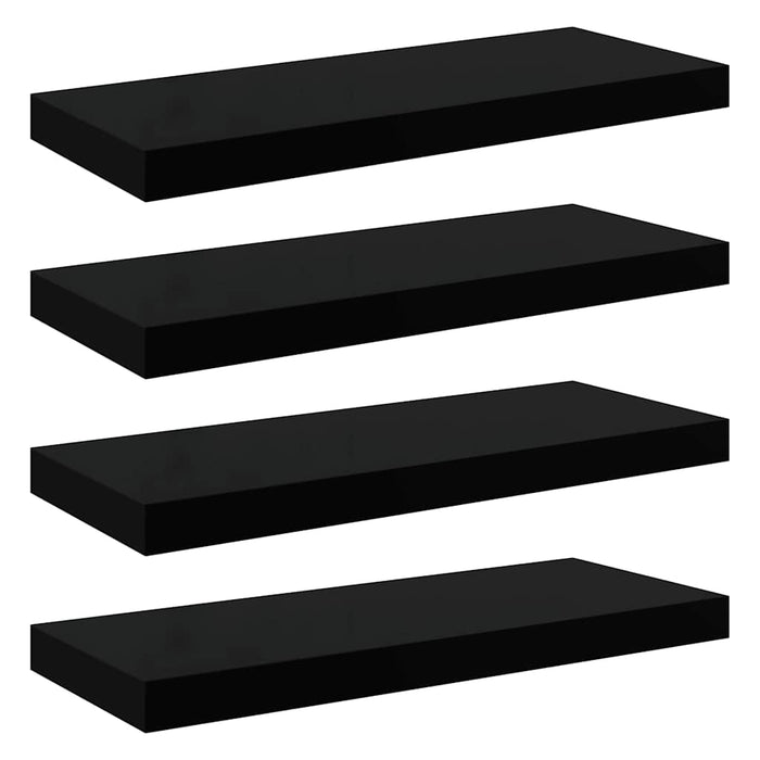 Rafturi de perete 4 buc. negru extralucios, 60x23,5x3,8 cm, MDF - WALTI WALTI