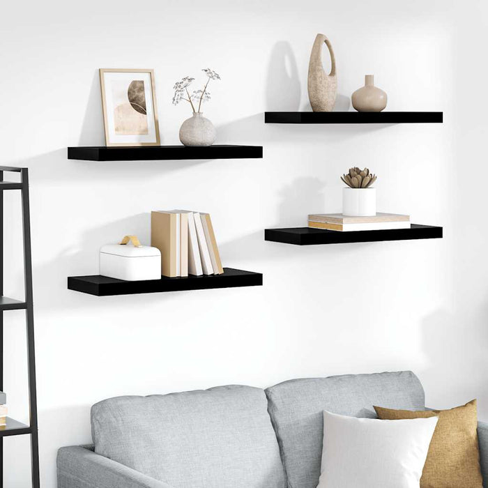 Rafturi de perete 4 buc. negru extralucios, 60x23,5x3,8 cm, MDF - WALTI WALTI