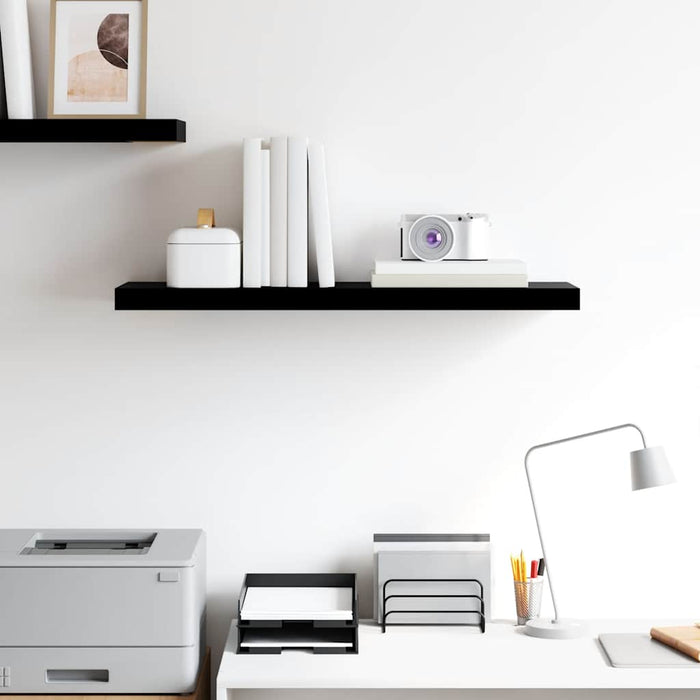 Raft de perete suspendat negru extralucios, 80x23,5x3,8 cm, MDF - WALTI WALTI