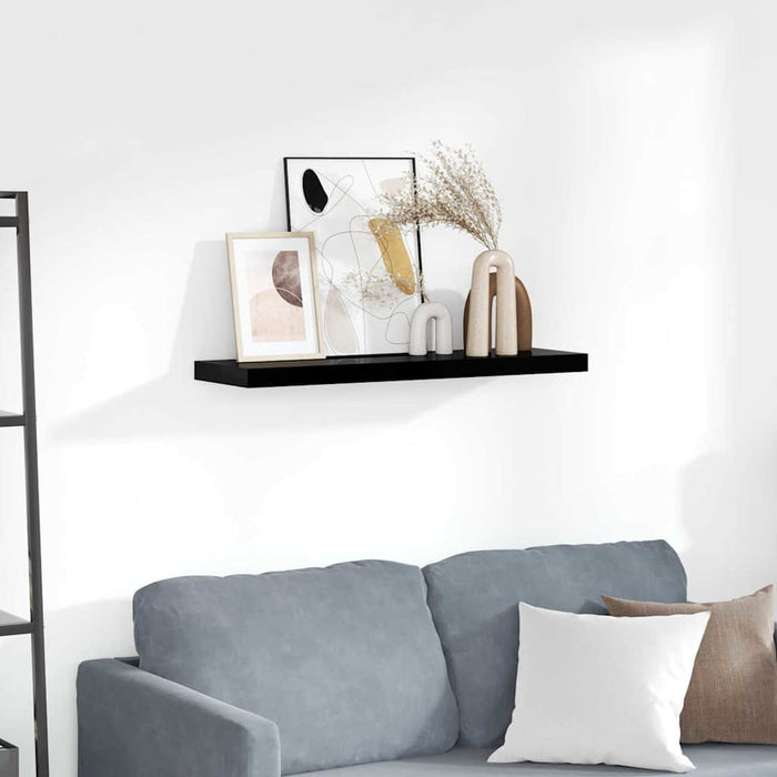 Raft de perete suspendat negru extralucios, 80x23,5x3,8 cm, MDF - WALTI WALTI