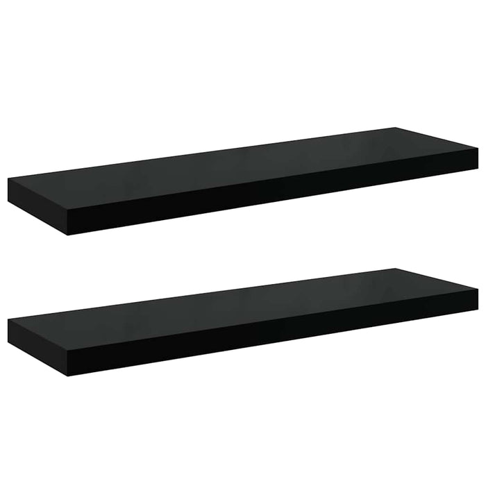 Rafturi de perete 2 buc., negru extralucios, 80x23,5x3,8 cm MDF - WALTI WALTI