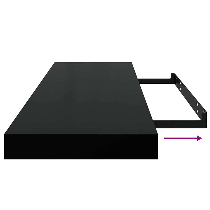Rafturi de perete 2 buc., negru extralucios, 80x23,5x3,8 cm MDF - WALTI WALTI