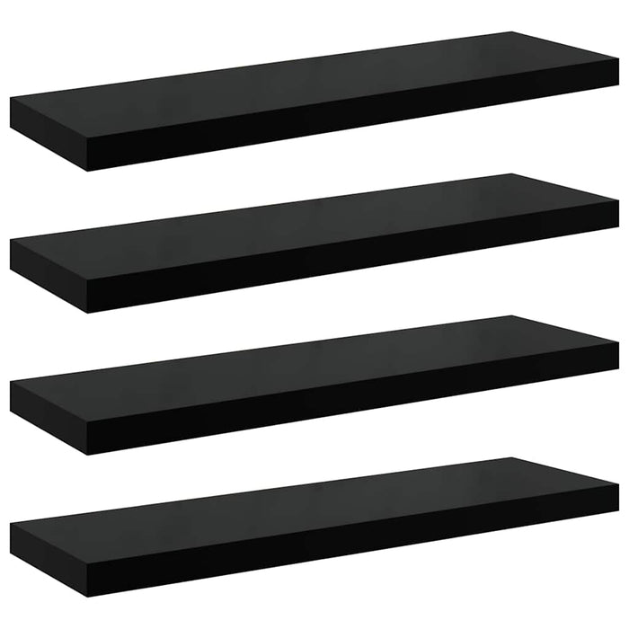 Rafturi de perete, 4 buc., negru extralucios 80x23,5x3,8 cm MDF - WALTI WALTI