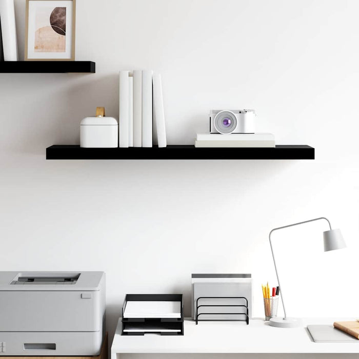 Raft perete suspendat, negru extralucios, 90x23,5x3,8 cm, MDF - WALTI WALTI