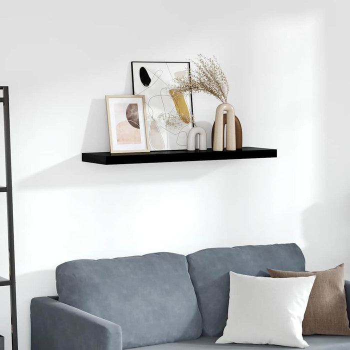 Raft perete suspendat, negru extralucios, 90x23,5x3,8 cm, MDF - WALTI WALTI