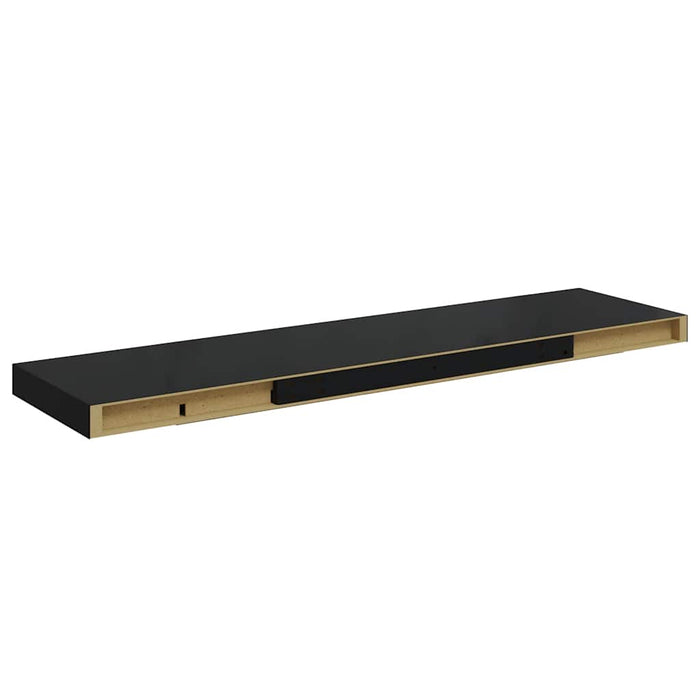 Rafturi de perete, 2 buc., negru extralucios 90x23,5x3,8 cm MDF - WALTI WALTI