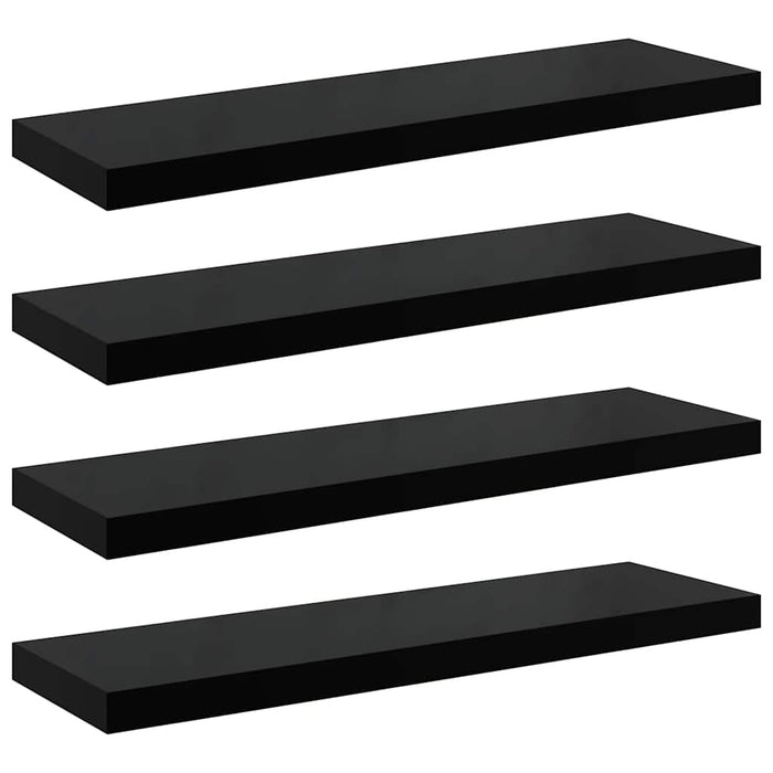 Rafturi de perete 4 buc. negru extralucios, 90x23,5x3,8 cm, MDF - WALTI WALTI