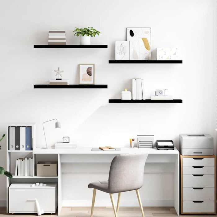 Rafturi de perete 4 buc. negru extralucios, 90x23,5x3,8 cm, MDF - WALTI WALTI