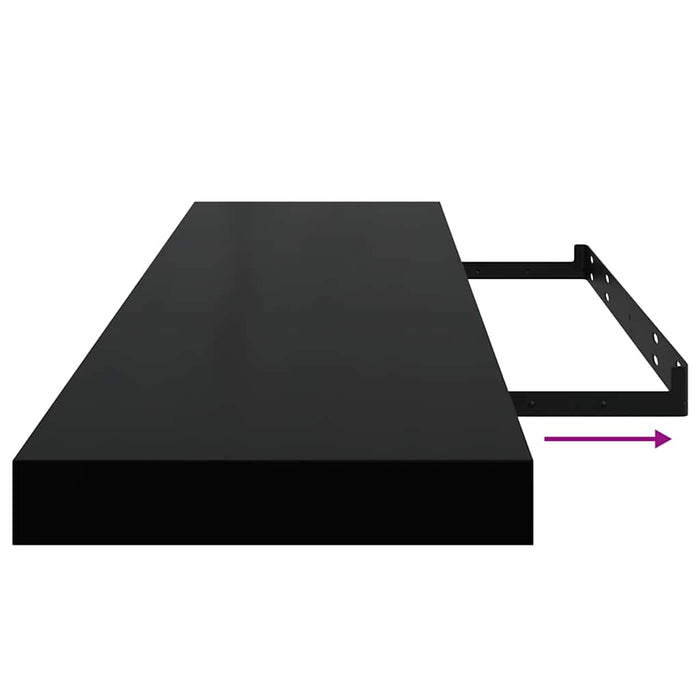 Rafturi de perete 4 buc. negru extralucios, 90x23,5x3,8 cm, MDF - WALTI WALTI
