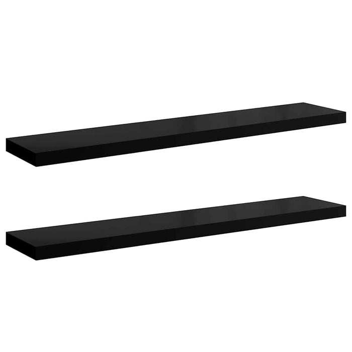 Rafturi de perete, 2 buc. negru extralucios 120x23,5x3,8 cm MDF - WALTI WALTI