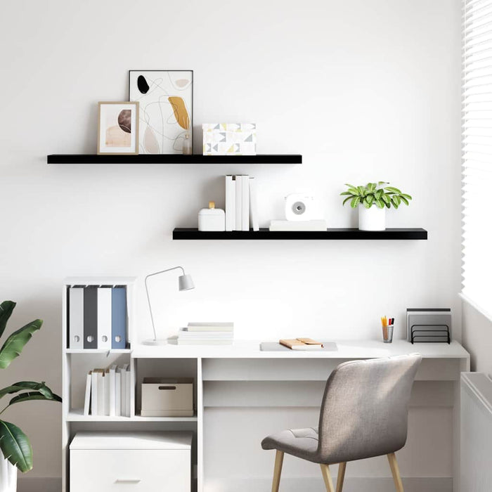 Rafturi de perete, 2 buc. negru extralucios 120x23,5x3,8 cm MDF - WALTI WALTI