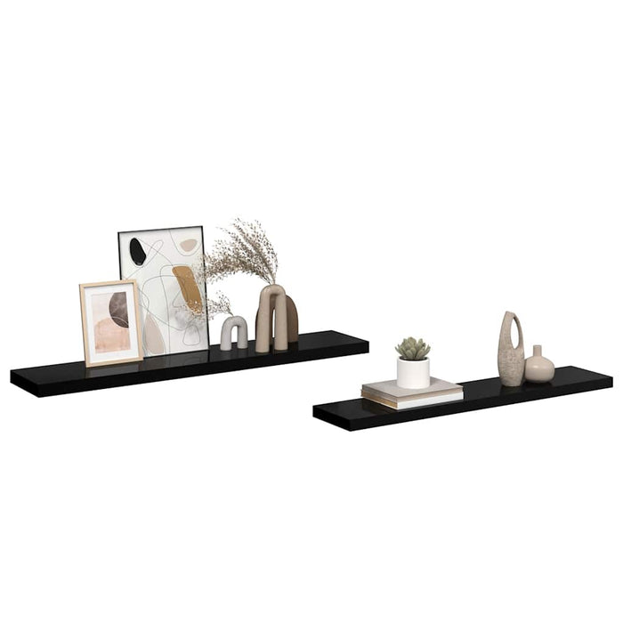 Rafturi de perete, 2 buc. negru extralucios 120x23,5x3,8 cm MDF - WALTI WALTI