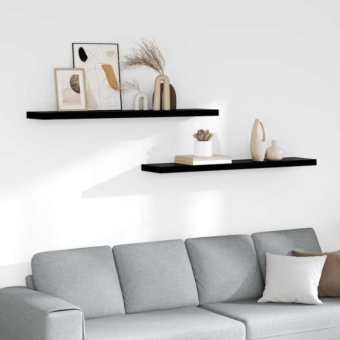 Rafturi de perete, 2 buc. negru extralucios 120x23,5x3,8 cm MDF - WALTI WALTI