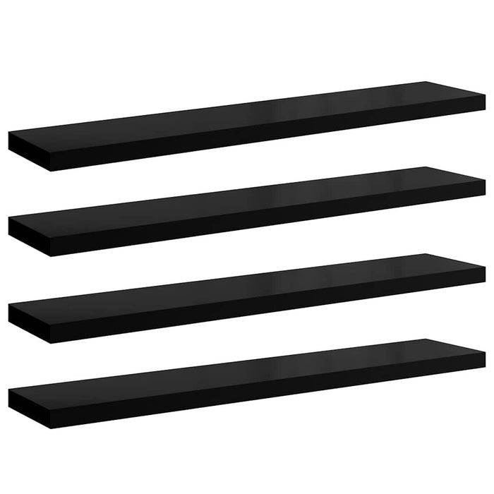 Rafturi de perete 4 buc. negru extralucios 120x23,5x3,8 cm MDF - WALTI WALTI