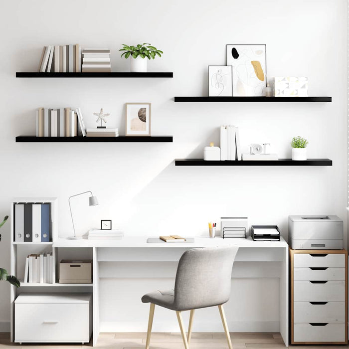 Rafturi de perete 4 buc. negru extralucios 120x23,5x3,8 cm MDF - WALTI WALTI