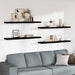 Rafturi de perete 4 buc. negru extralucios 120x23,5x3,8 cm MDF - WALTI WALTI