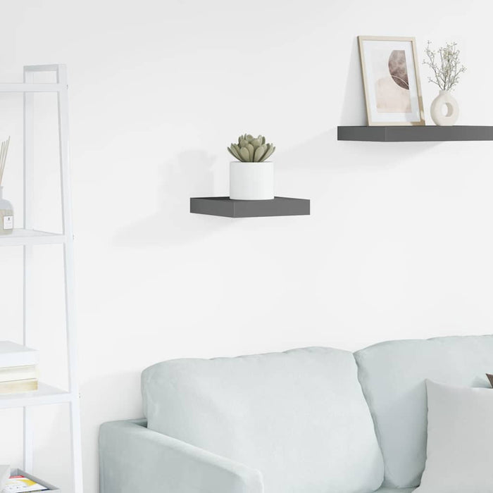 Raft de perete suspendat, gri extralucios, 23x23,5x3,8 cm, MDF - WALTI WALTI