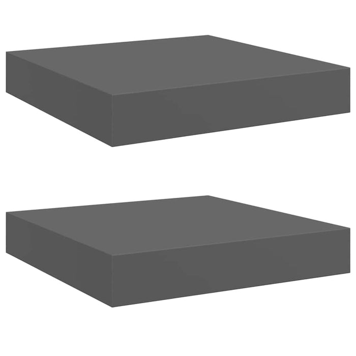 Rafturi de perete, 2 buc., gri extralucios, 23x23,5x3,8 cm, MDF - WALTI WALTI