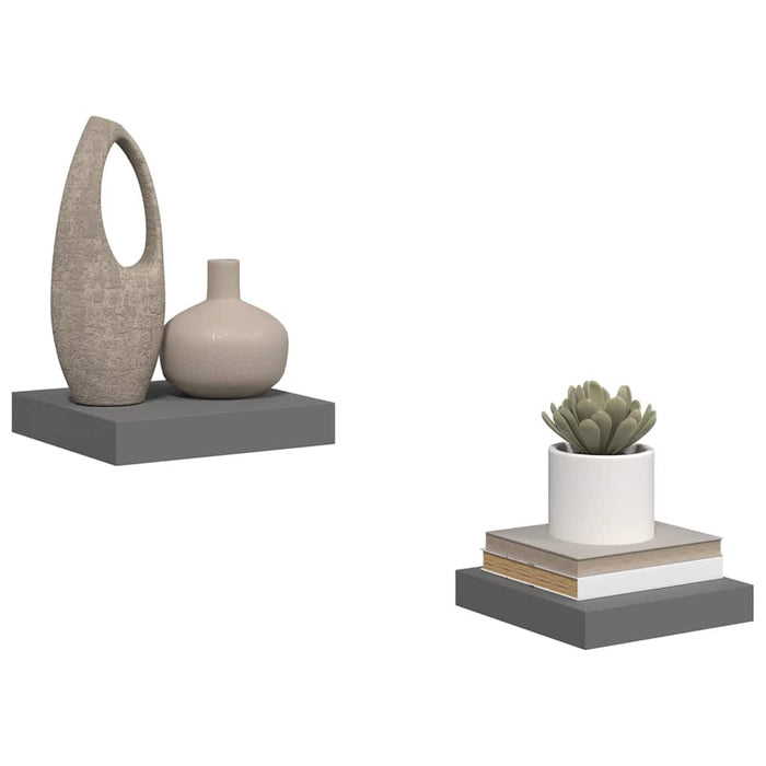 Rafturi de perete, 2 buc., gri extralucios, 23x23,5x3,8 cm, MDF - WALTI WALTI