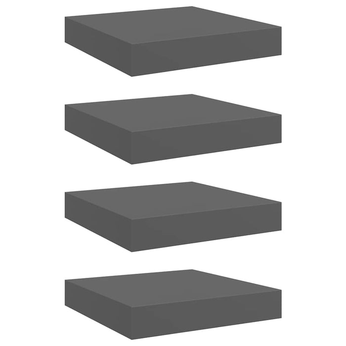 Rafturi de perete, 4 buc., gri extralucios, 23x23,5x3,8 cm, MDF - WALTI WALTI