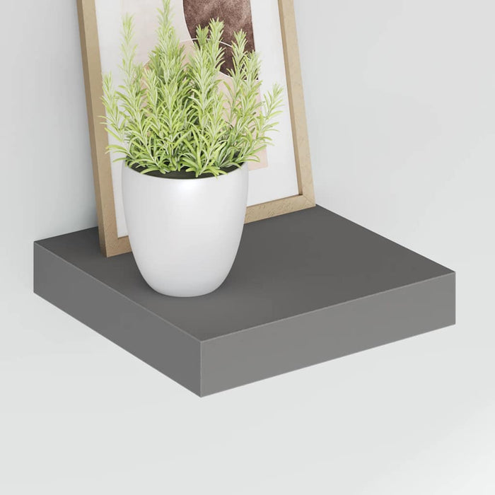 Rafturi de perete, 4 buc., gri extralucios, 23x23,5x3,8 cm, MDF - WALTI WALTI