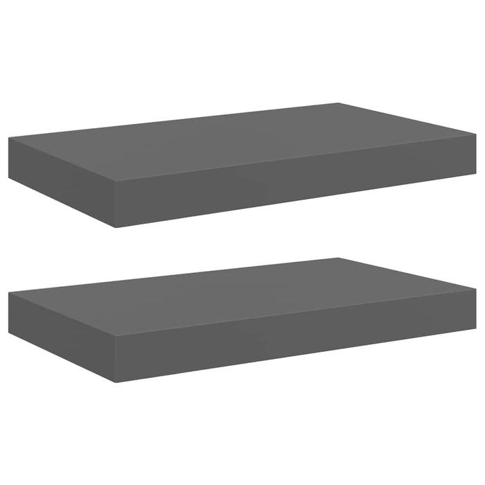 Rafturi de perete, 2 buc., gri extralucios, 40x23,5x3,8 cm, MDF WALTI