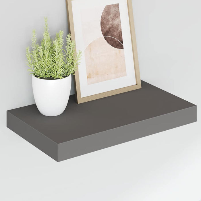 Rafturi de perete, 2 buc., gri extralucios, 40x23,5x3,8 cm, MDF WALTI