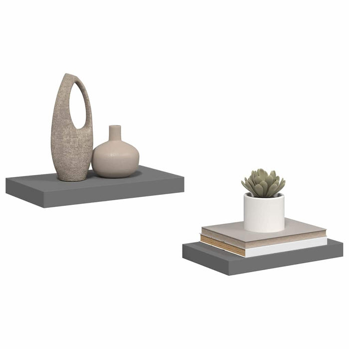 Rafturi de perete, 2 buc., gri extralucios, 40x23,5x3,8 cm, MDF WALTI