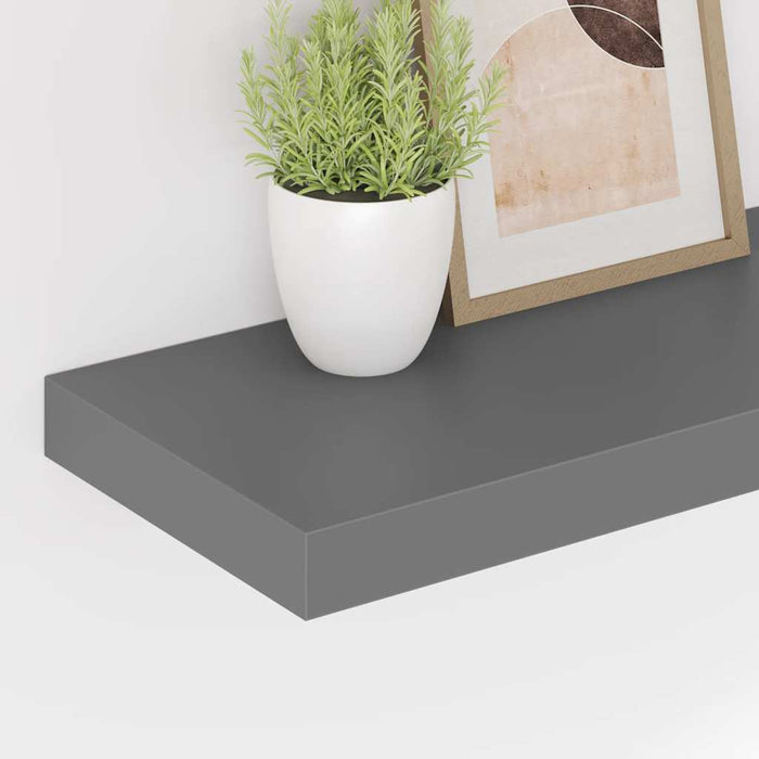 Raft de perete suspendat, gri extralucios, 50x23x3,8 cm, MDF - WALTI WALTI