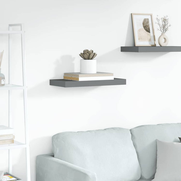 Raft de perete suspendat, gri extralucios, 50x23x3,8 cm, MDF - WALTI WALTI
