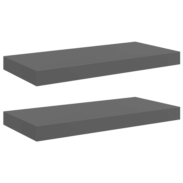 Rafturi de perete, 2 buc., gri extralucios, 50x23,5x3,8 cm, MDF WALTI