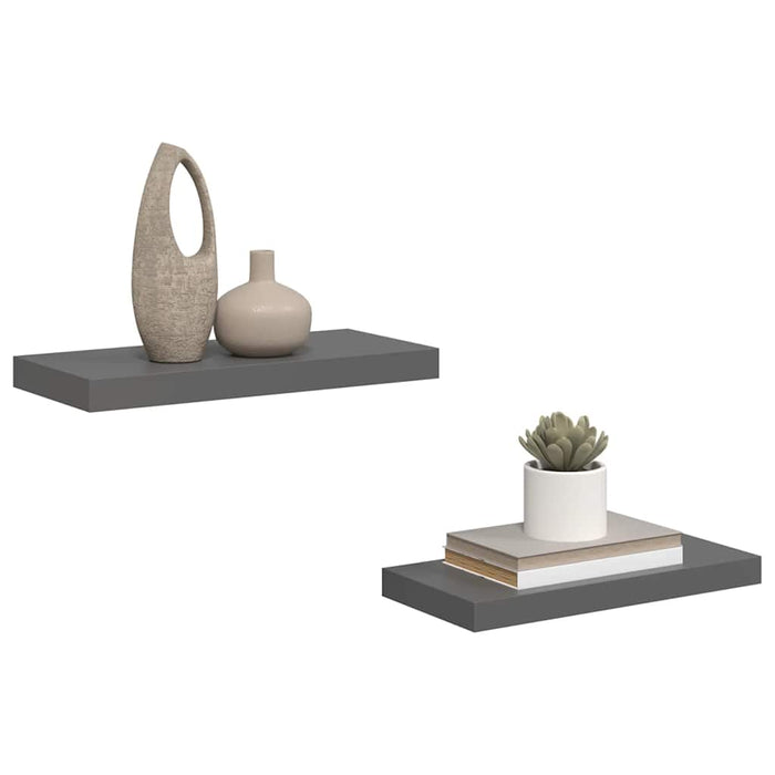 Rafturi de perete, 2 buc., gri extralucios, 50x23,5x3,8 cm, MDF WALTI